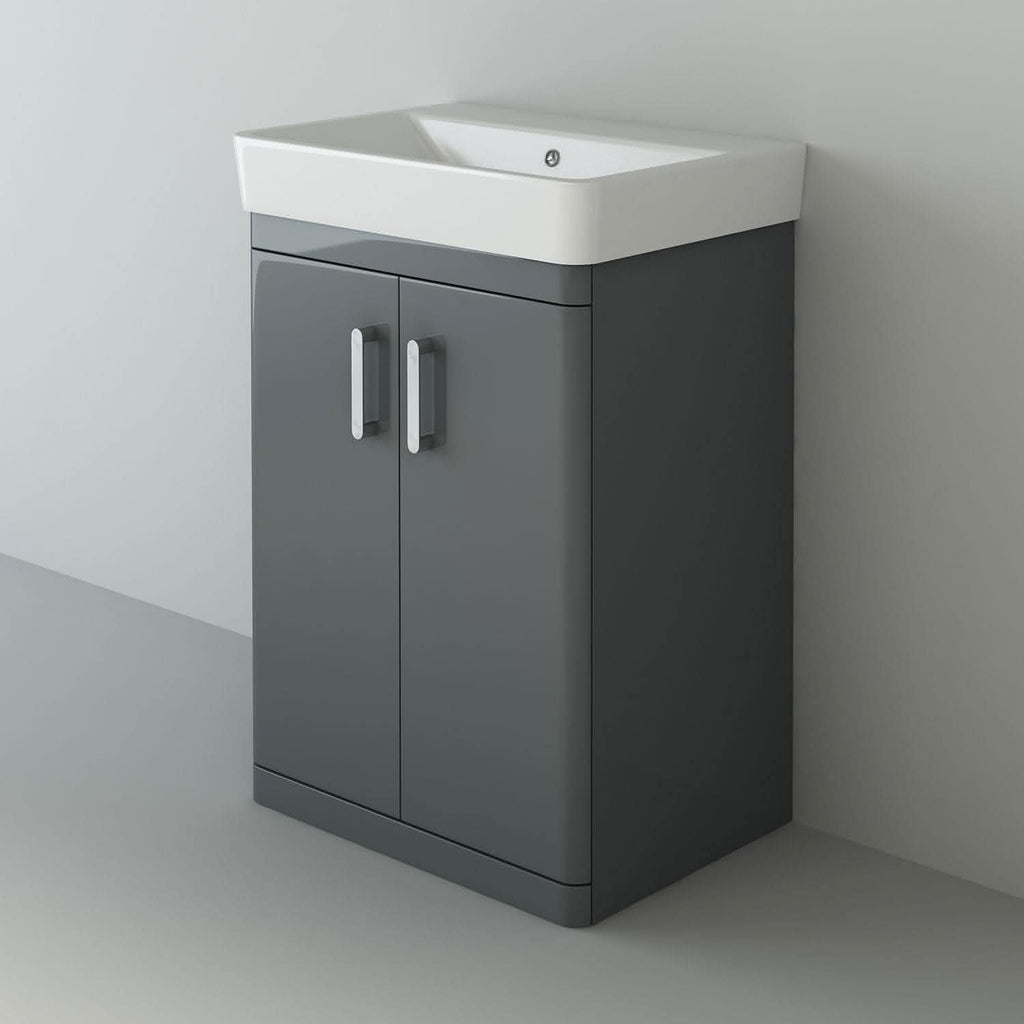 Solar Luxury Waterproof 2 Door Floorstanding Vanity Unit With Basin - 960mm x 600mm