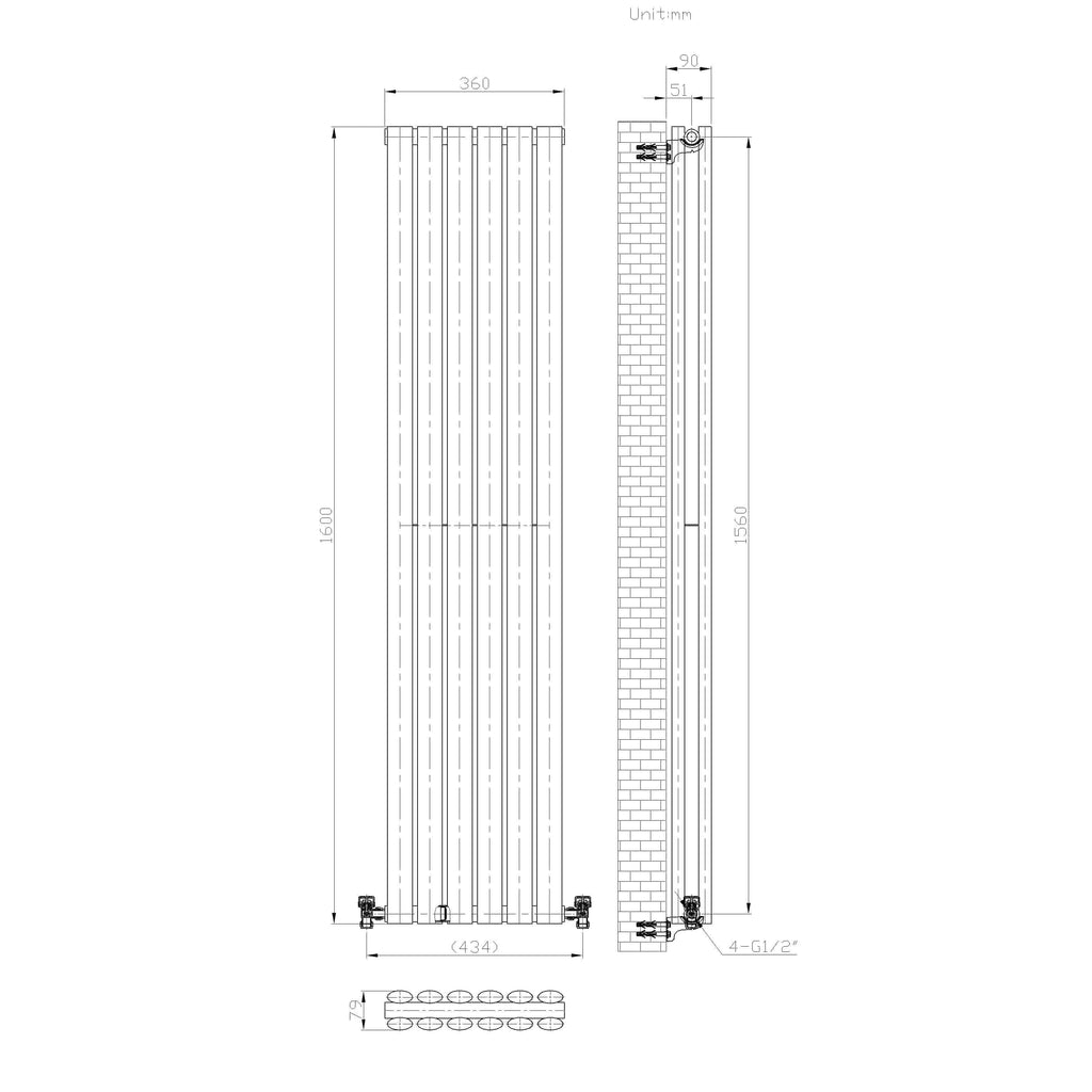 Princia Vertical Oval Double Panel Radiator