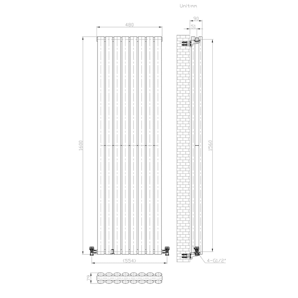 Princia Vertical Oval Double Panel Radiator