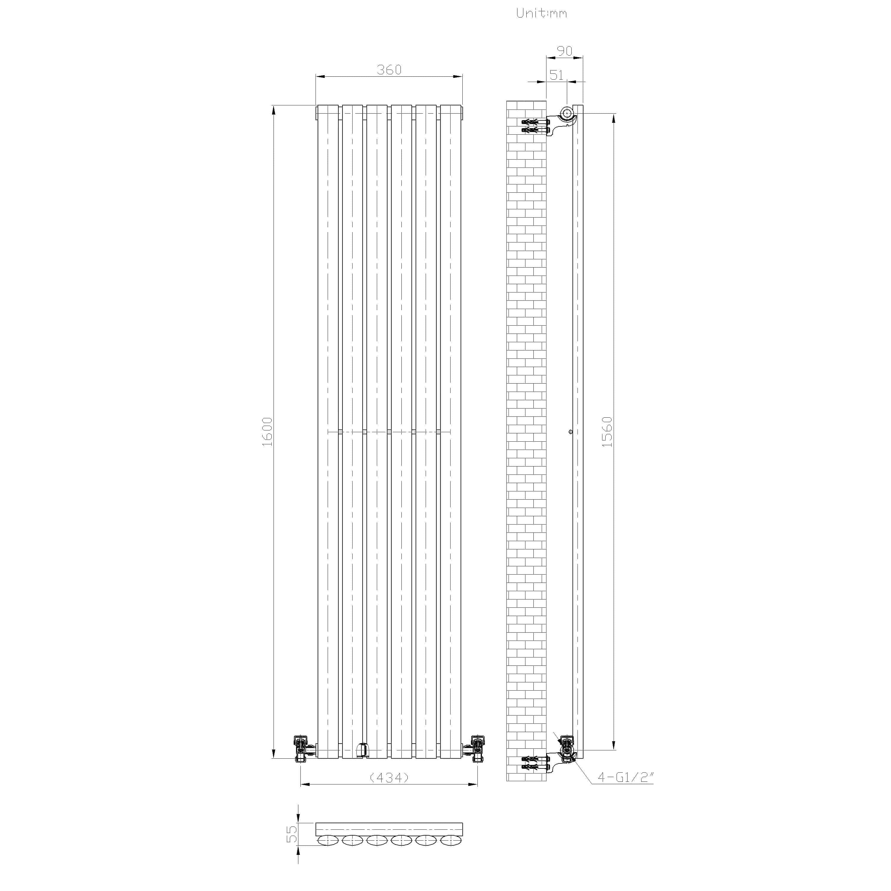 Princia Vertical Oval Single Panel Radiator