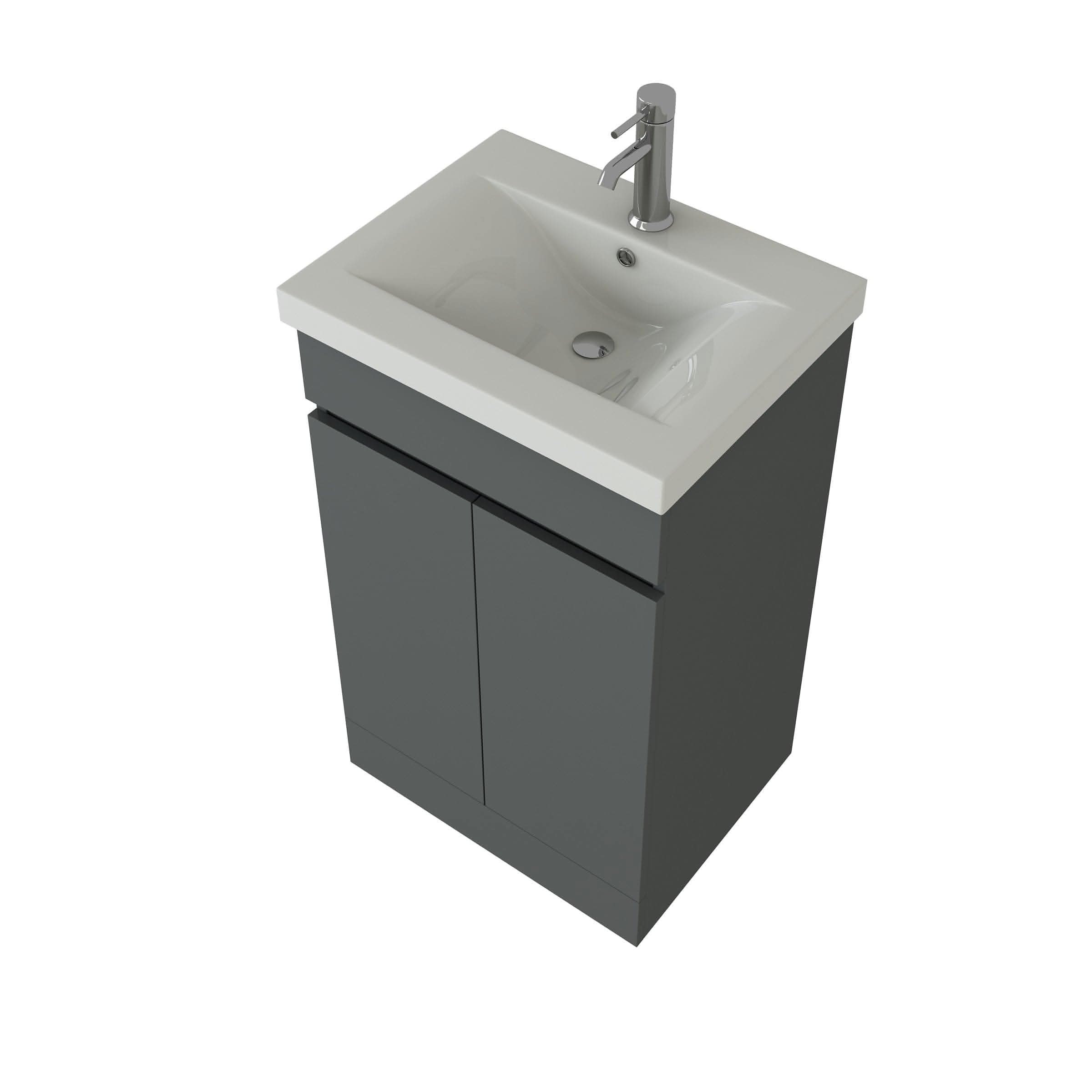 VeeBath Floor Standing Vanity Unit With Mid Edge Basin - 500mm Wide