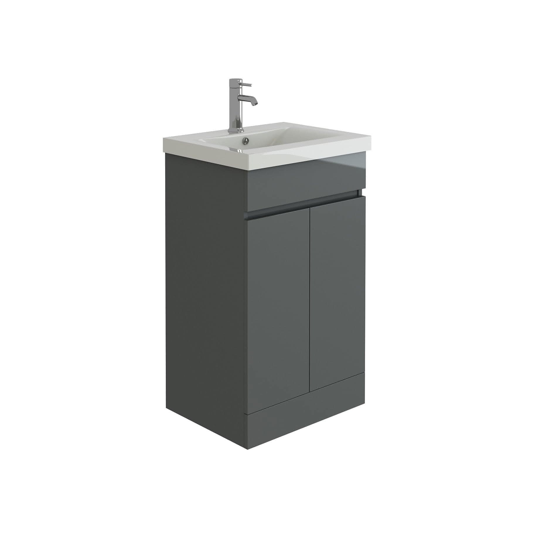 VeeBath Floor Standing Vanity Unit With Mid Edge Basin - 500mm Wide