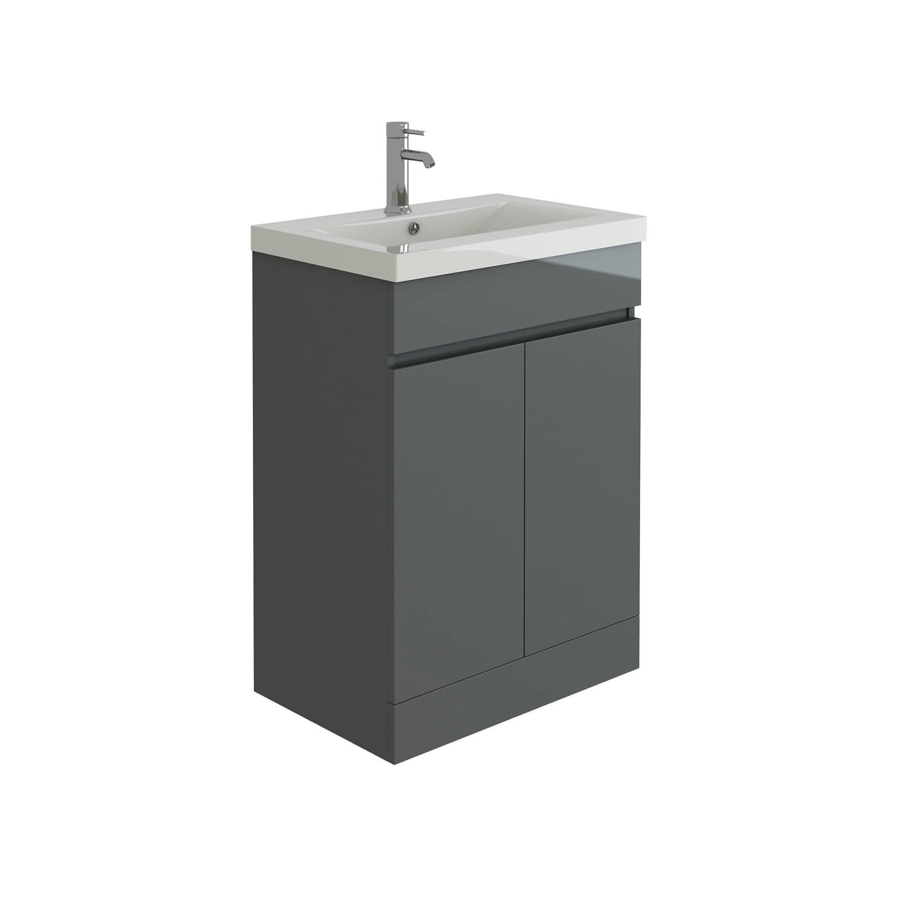 VeeBath Floor Standing Vanity Unit With Mid Edge Basin - 500mm Wide
