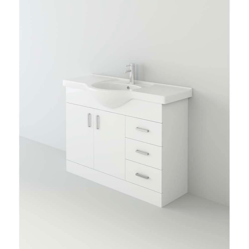Linx 1 Door Floorstanding Vanity Unit With Basin - 1 Tap Hole - Gloss White
