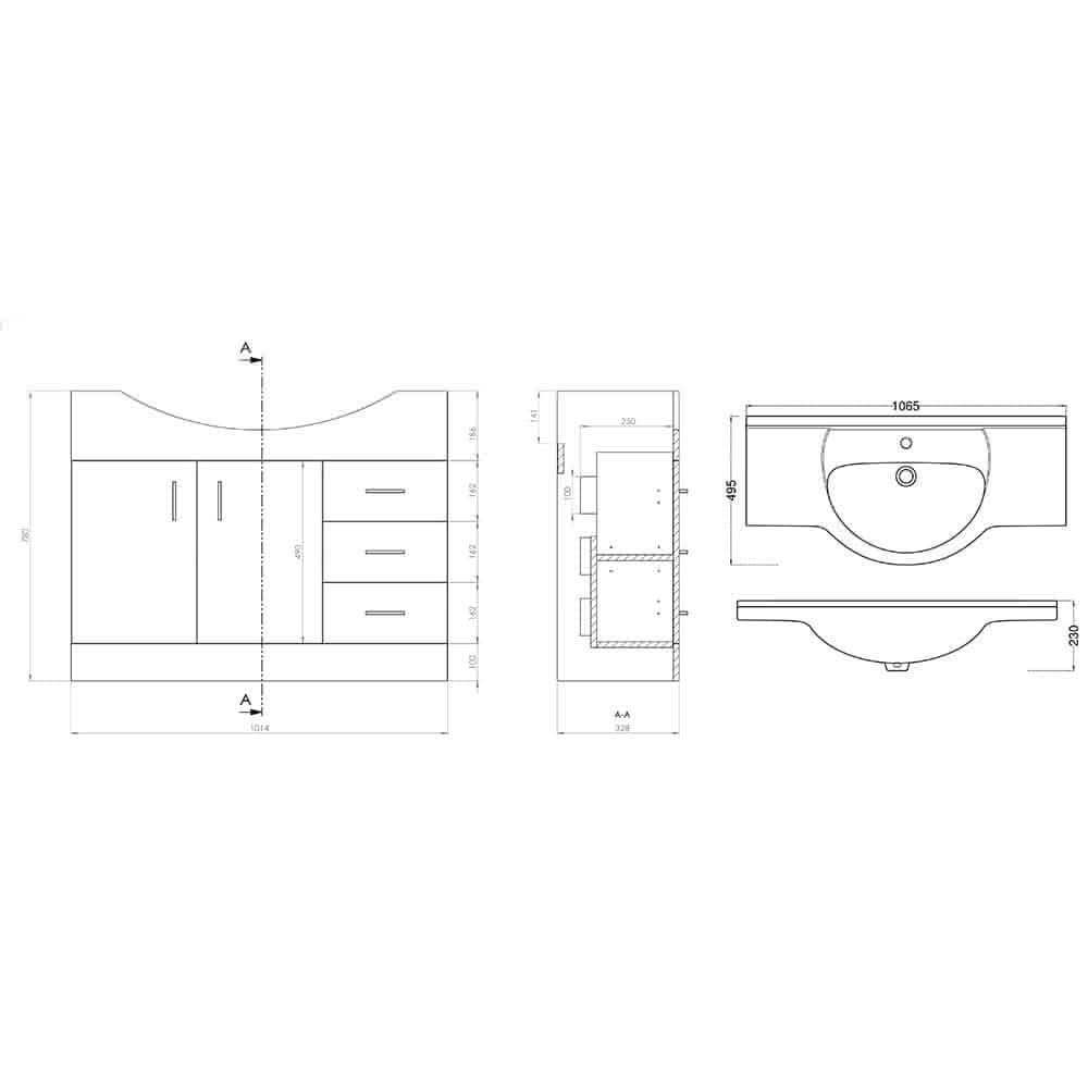 Linx 1 Door Floorstanding Vanity Unit With Basin - 1 Tap Hole - Gloss White
