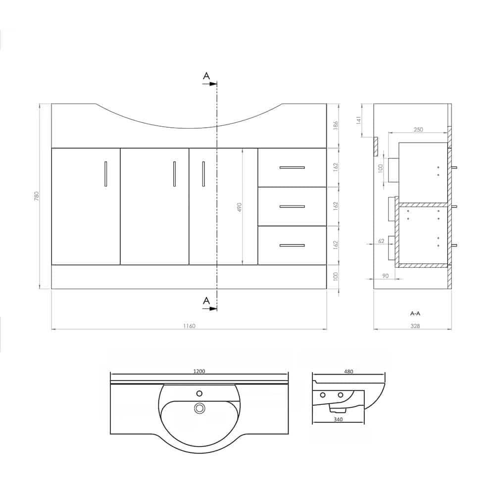 Linx 1 Door Floorstanding Vanity Unit With Basin - 1 Tap Hole - Gloss White