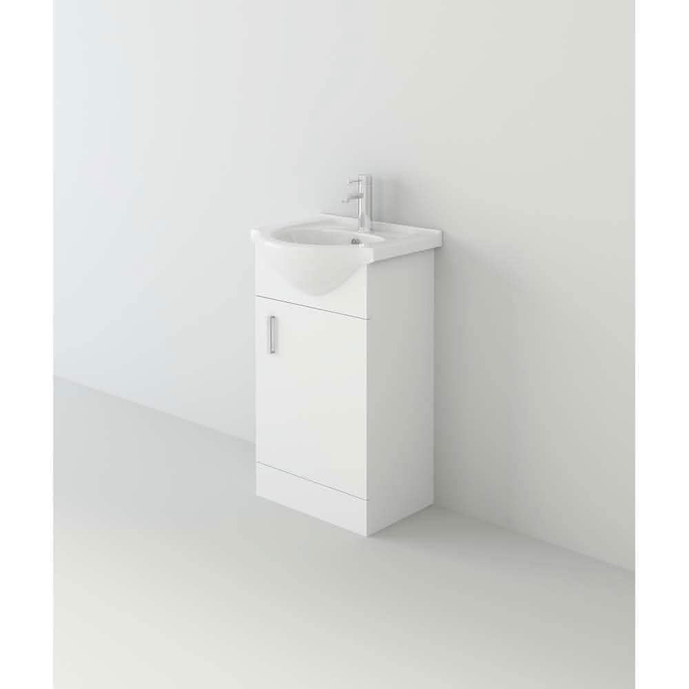 Linx 1 Door Floorstanding Vanity Unit With Basin - 1 Tap Hole - Gloss White