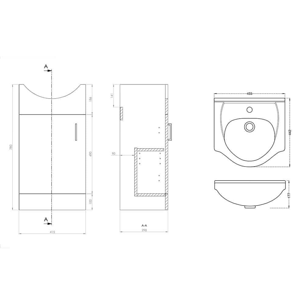Linx 1 Door Floorstanding Vanity Unit With Basin - 1 Tap Hole - Gloss White
