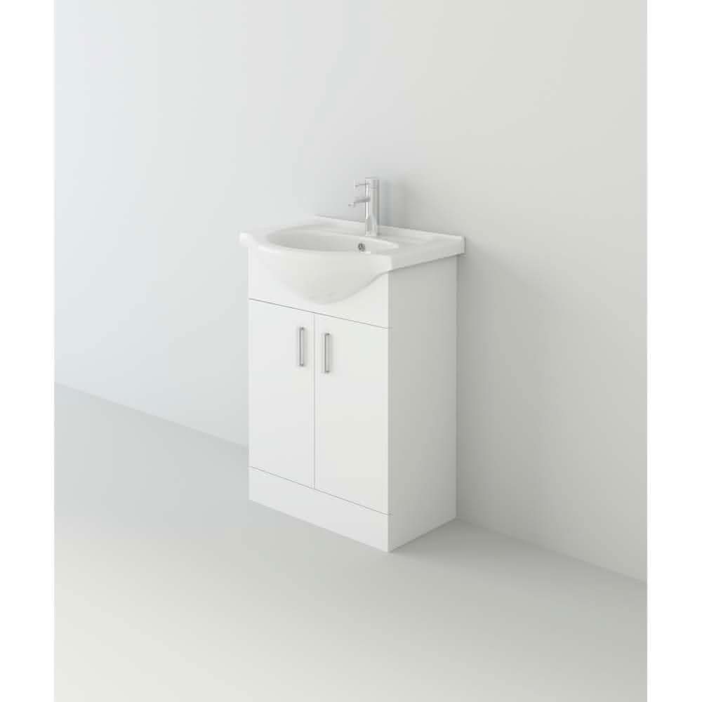 Linx 1 Door Floorstanding Vanity Unit With Basin - 1 Tap Hole - Gloss White