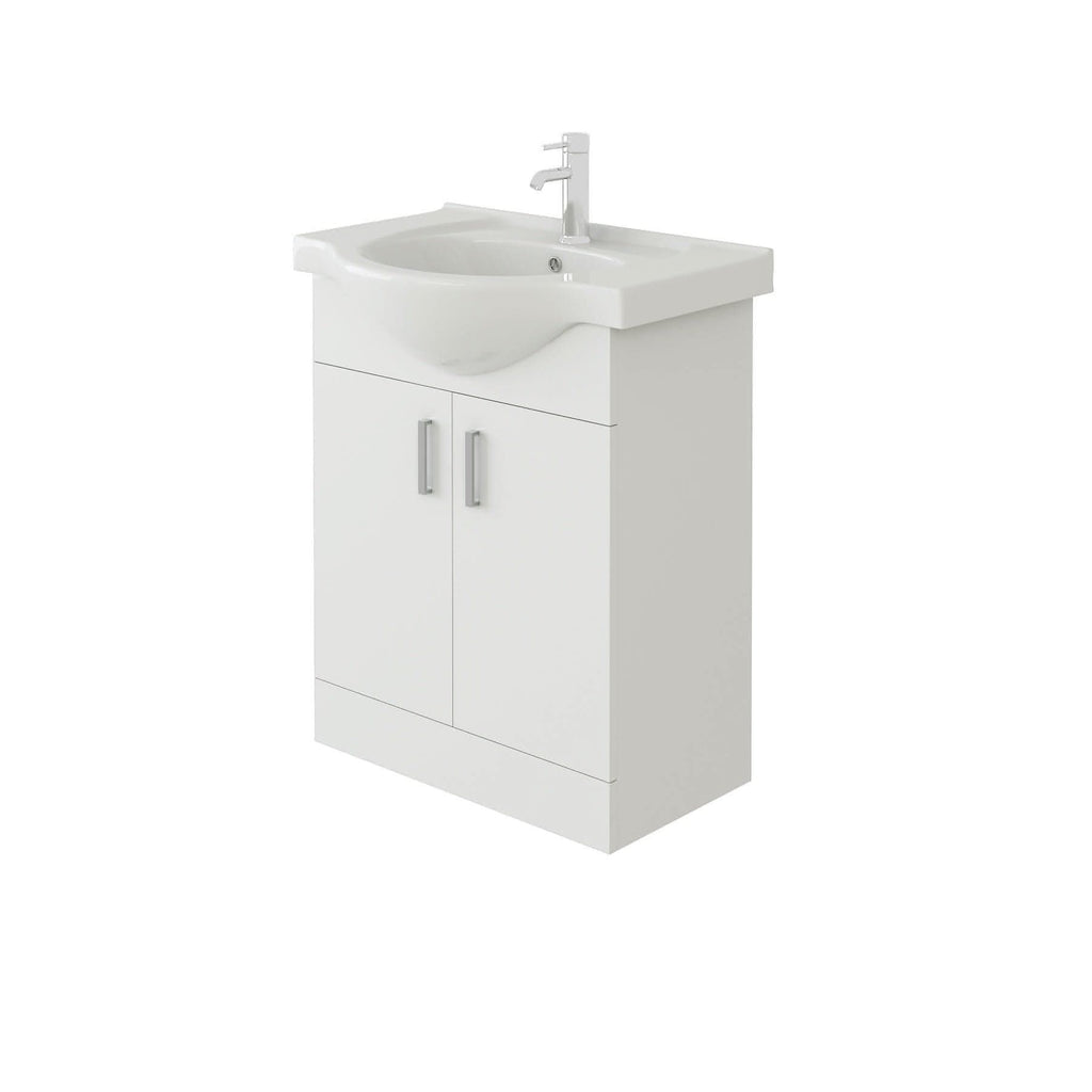 Linx Floorstanding Vanity Unit With Basin - 1 Tap Hole - Gloss White