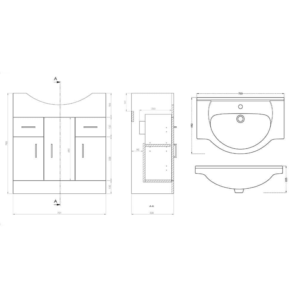 Linx 1 Door Floorstanding Vanity Unit With Basin - 1 Tap Hole - Gloss White