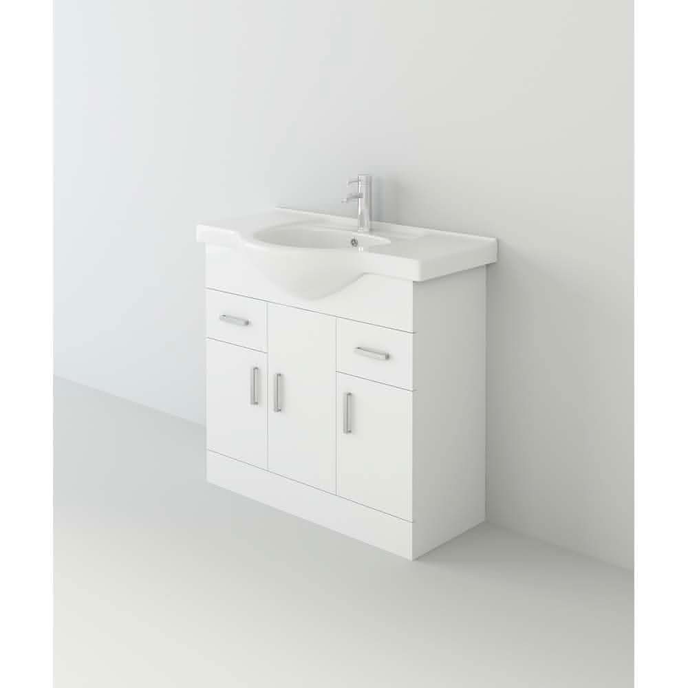 Linx 1 Door Floorstanding Vanity Unit With Basin - 1 Tap Hole - Gloss White