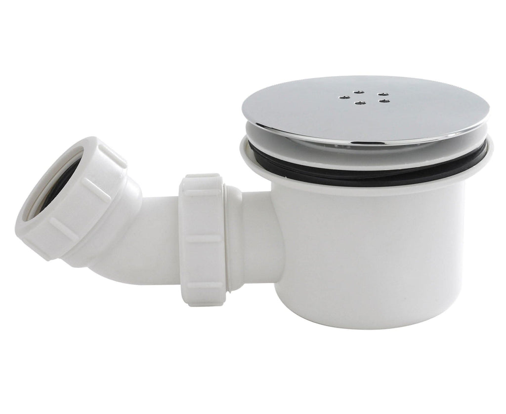 Shower Tray Waste Trap 90mm, Fast Flow Easy Clean Chrome, Bathroom4Less UK. Ideal for shower enclosures, efficient drainage solution.