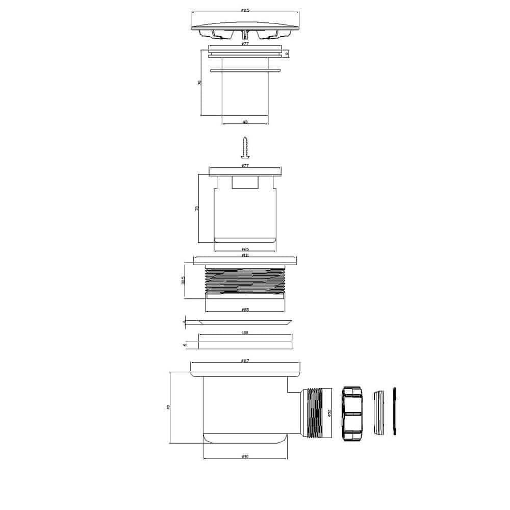 Shower Tray Waste Trap 90mm Fast Flow Chrome. Easy Clean Shower Enclosure Waste for modern bathrooms. Buy now!