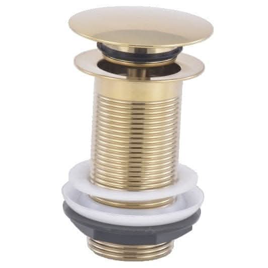 Ideal Full Dome Waste Unslotted - Brushed Brass, stylish bathroom accessory, durable brass finish, ideal for modern UK bathrooms.