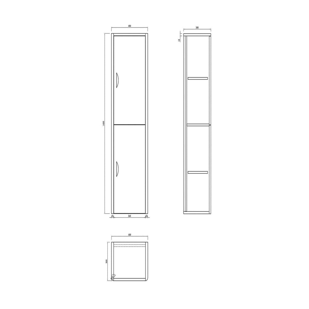 Apollo Wall Hung Tall Storage Unit - 1400mm x 400mm
