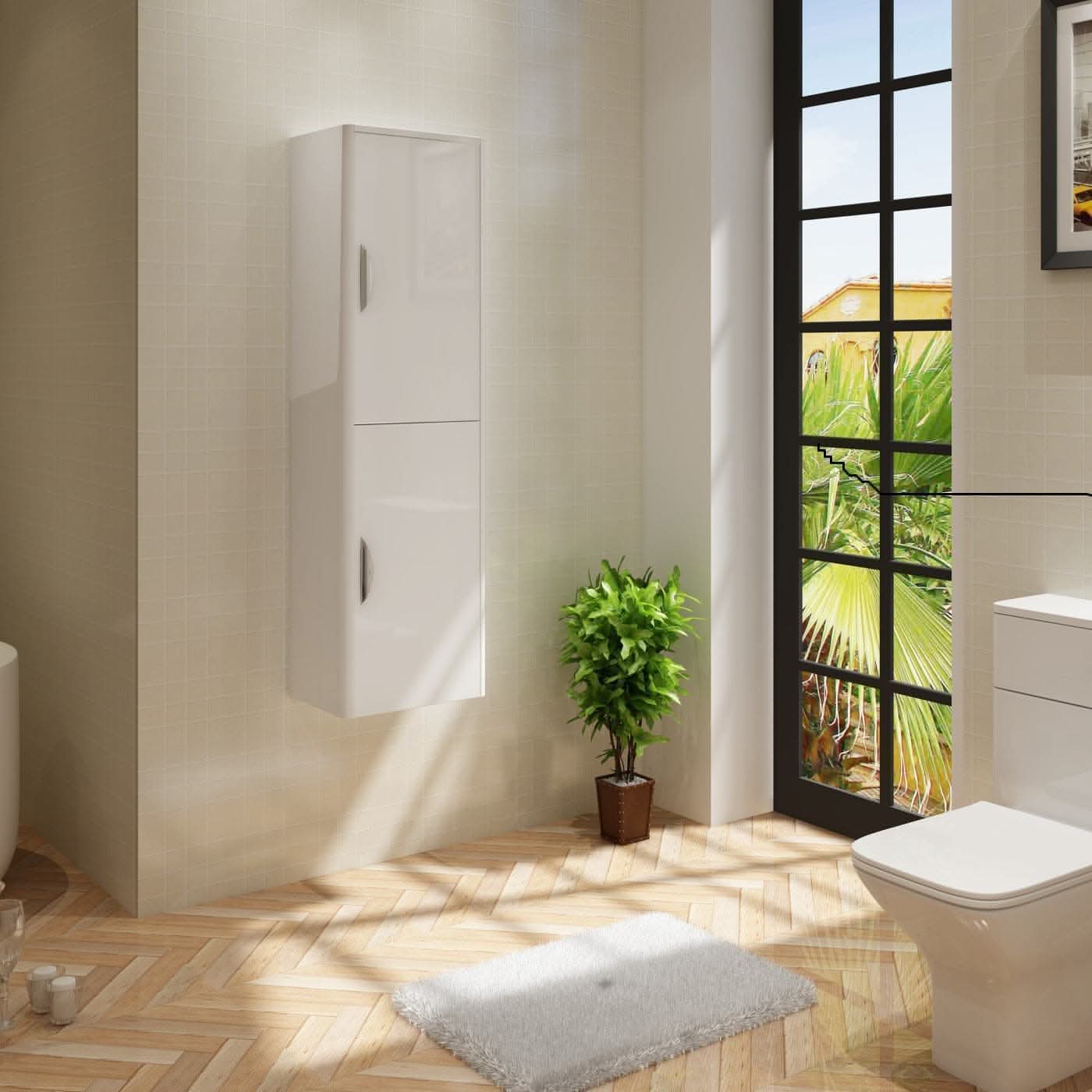 Apollo Wall Hung Tall Storage Unit - 1400mm x 400mm