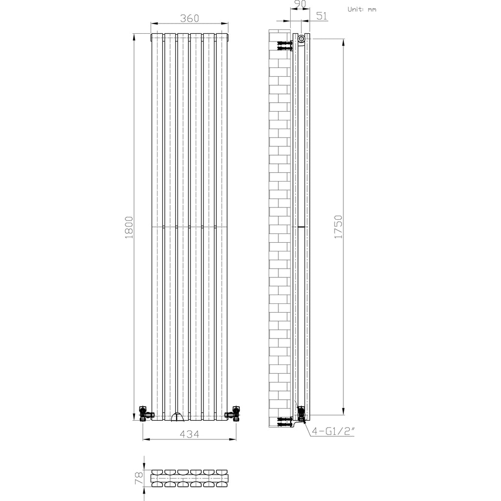 Regalia Vertical Double Flat Panel Radiator
