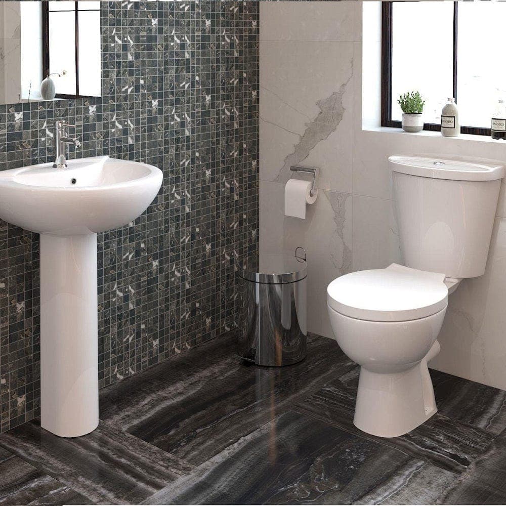 iBathUK Toilets > Close Coupled Toilets Basix Ceramic Close Coupled Toilet - White