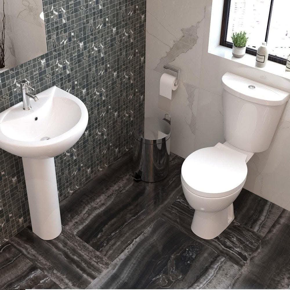 iBathUK Toilets > Close Coupled Toilets Basix Ceramic Close Coupled Toilet - White