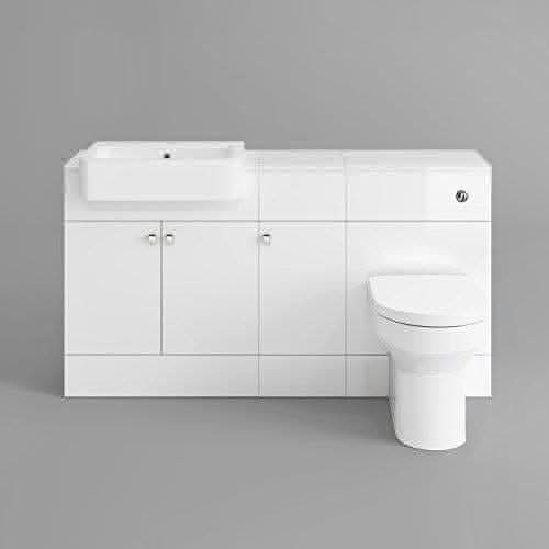 iBathUK Furniture > Vanity Units White with Extra Vanity Bathroom Furniture with Vanity Basin Unit and Back to Wall Toilet Unit