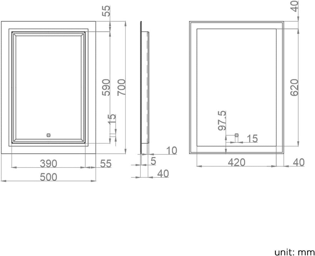 iBathUK Furniture > Mirrors Bathroom Illuminated LED Mirror with Light Sensor and Demister 500 x 700mm