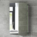 iBathUK Furniture > Mirrors Bathroom Mirror Cabinet Sliding Door Stainless Steel 660 x 460mm