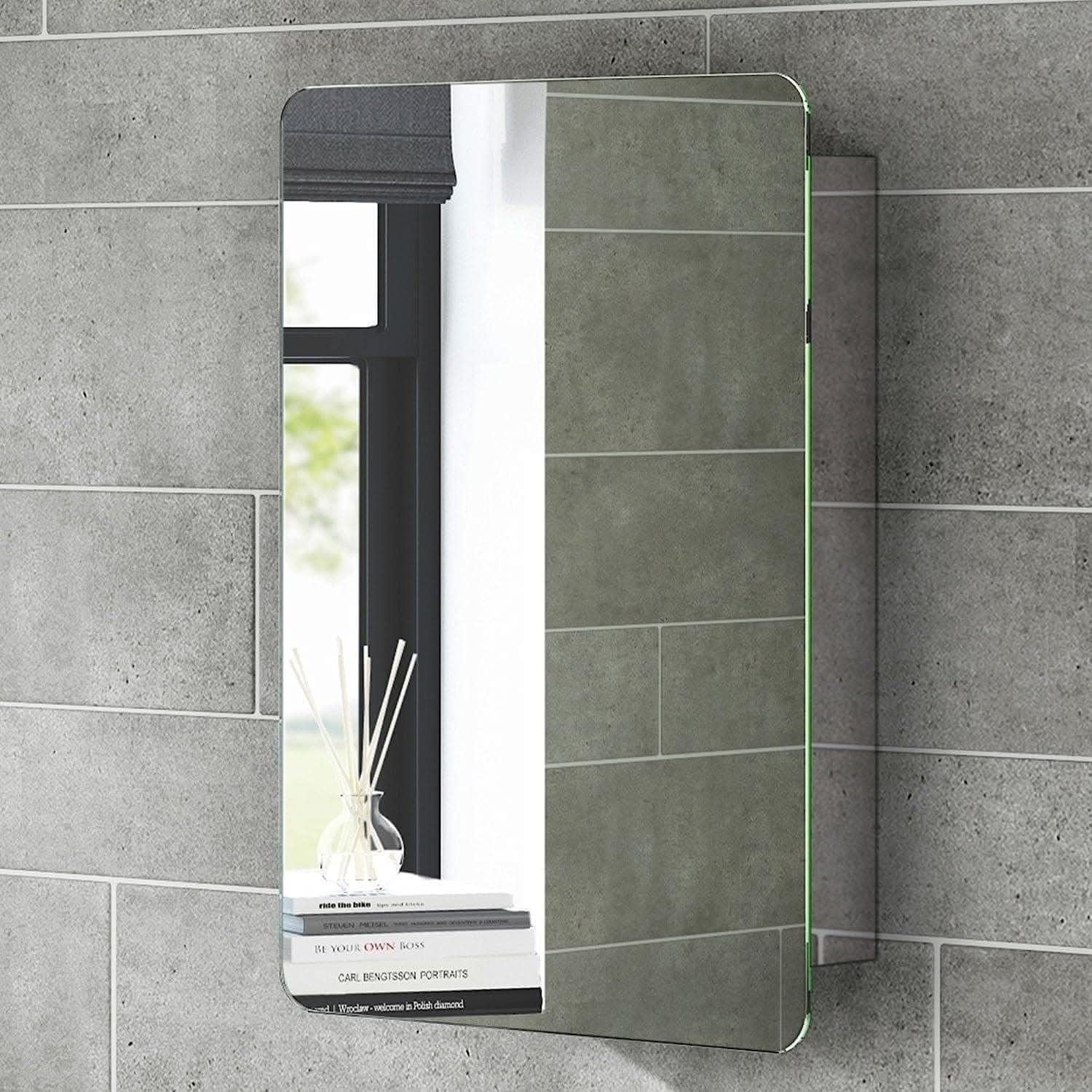 iBathUK Furniture > Mirrors Bathroom Mirror Cabinet Sliding Door Stainless Steel 660 x 460mm