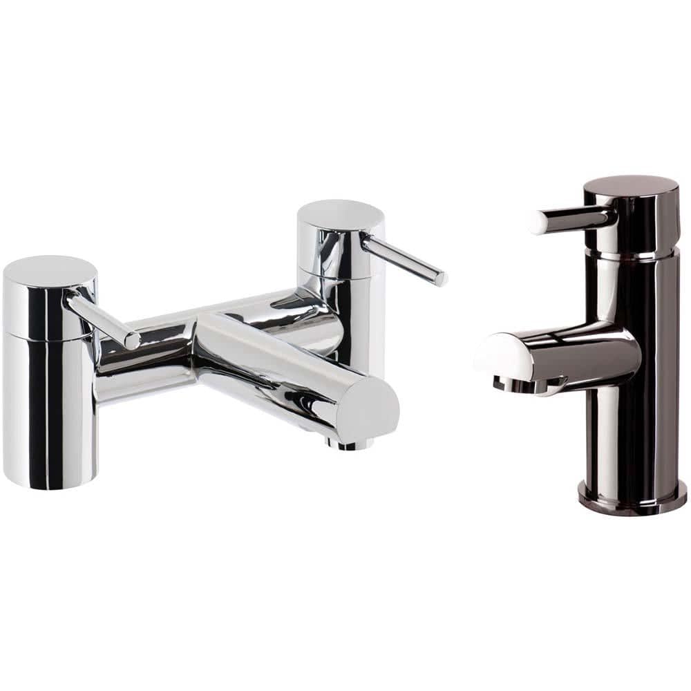 VeeBath Derby Bath Basin Taps Set Designer Chrome Sink Mixer & Bath Filler Tap