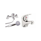 VeeBath Egham Bath Basin Taps Set Designer Chrome Sink Tap & Bath Shower Mixer