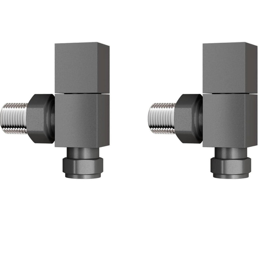 Cube Square Radiator Valve - Pair