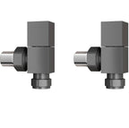 Cube Square Radiator Valve - Pair