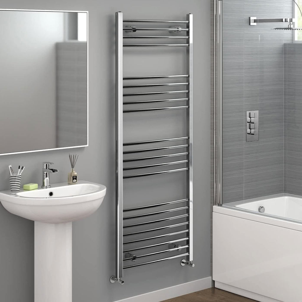 Curved Heated Towel Rail Bathroom Radiator - Chrome