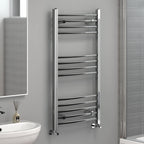 Curved Heated Towel Rail Bathroom Radiator - Chrome