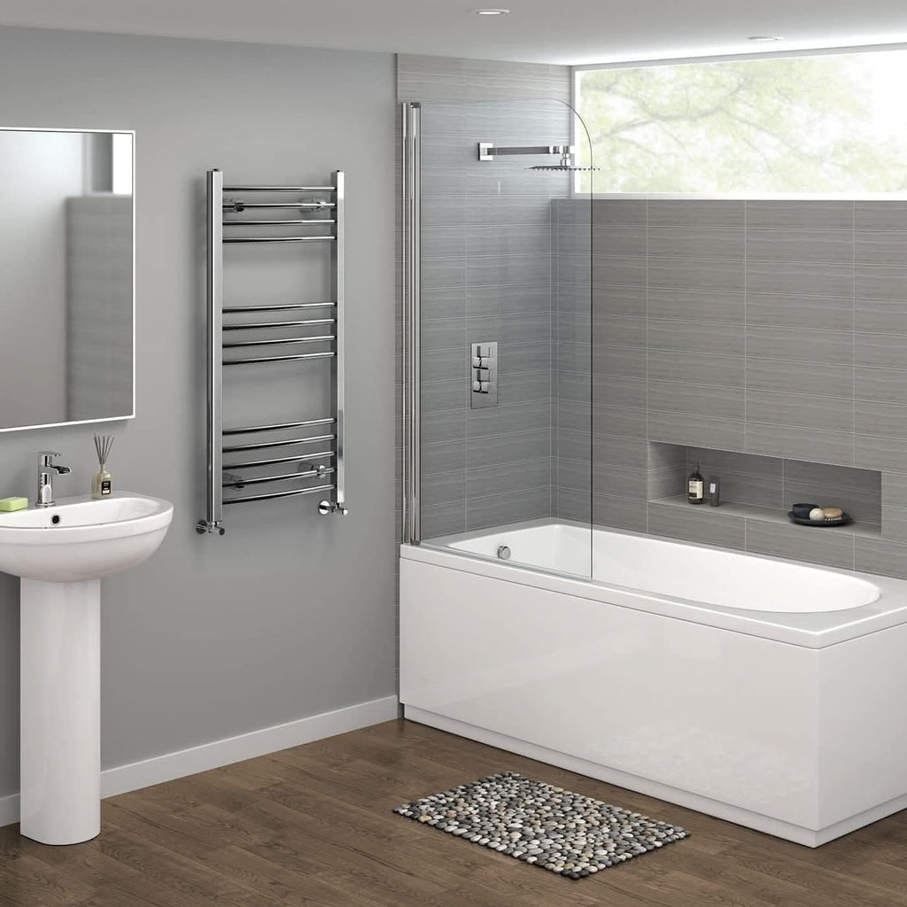 Curved Heated Towel Rail Bathroom Radiator - Chrome