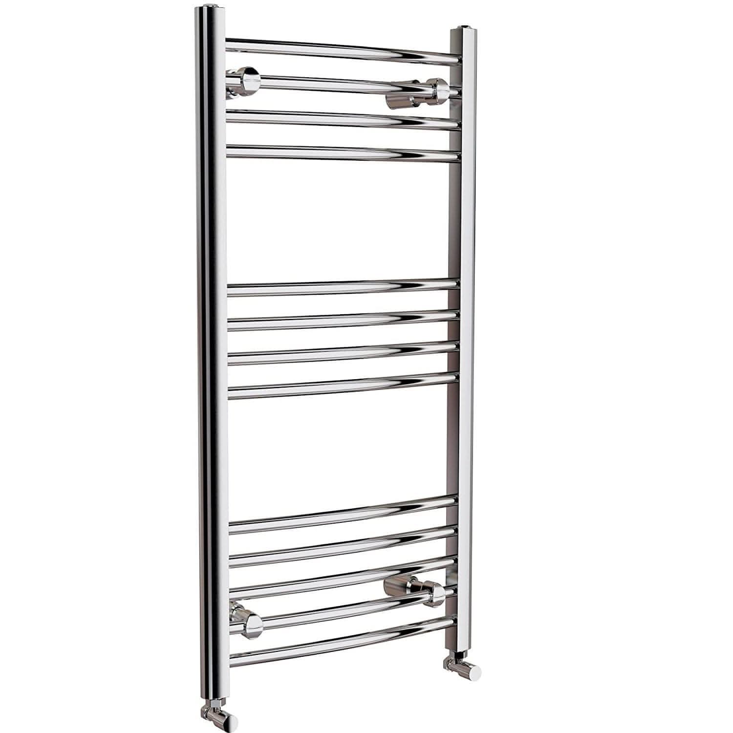 Curved Heated Towel Rail Bathroom Radiator - Chrome