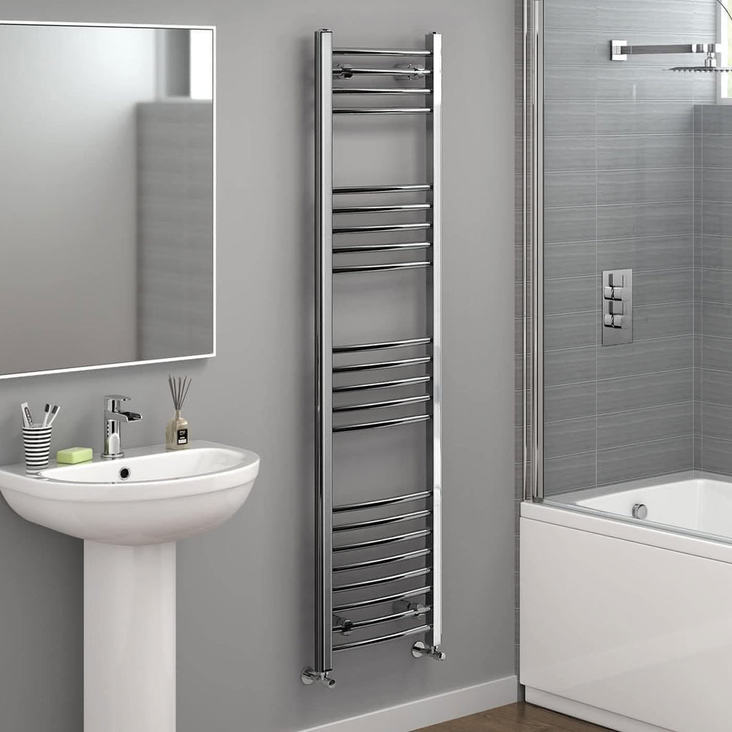 Curved Heated Towel Rail Bathroom Radiator - Chrome