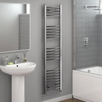 Curved Heated Towel Rail Bathroom Radiator - Chrome