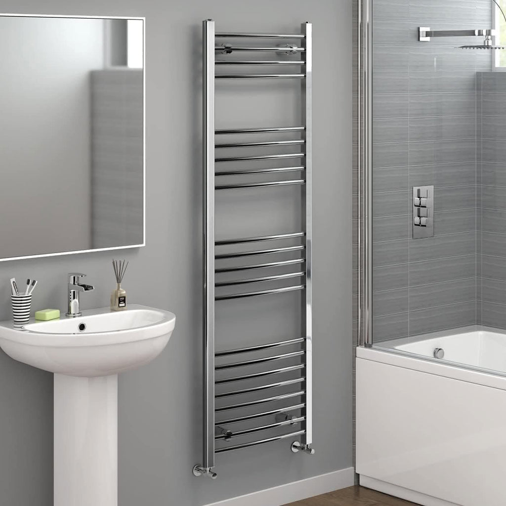 Curved Heated Towel Rail Bathroom Radiator - Chrome