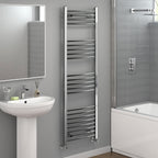 Curved Heated Towel Rail Bathroom Radiator - Chrome