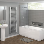 Curved Heated Towel Rail Bathroom Radiator - Chrome