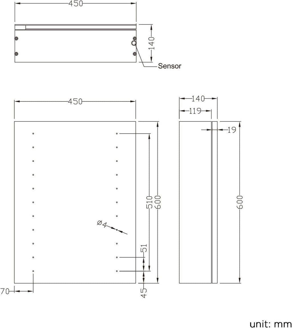 iBathUK Furniture > Mirrors iBathUK Bathroom Illuminated Mirror Cabinet 450 x 600 mm