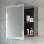 iBathUK Furniture > Mirrors iBathUK Bathroom Mirror Single Door Cabinet Wall Mount Unit Stainless Steel