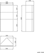 iBathUK Furniture > Mirrors iBathUK Bathroom Mirror Tall Corner Cabinet Storage Unit Stainless Steel Unit 300mm