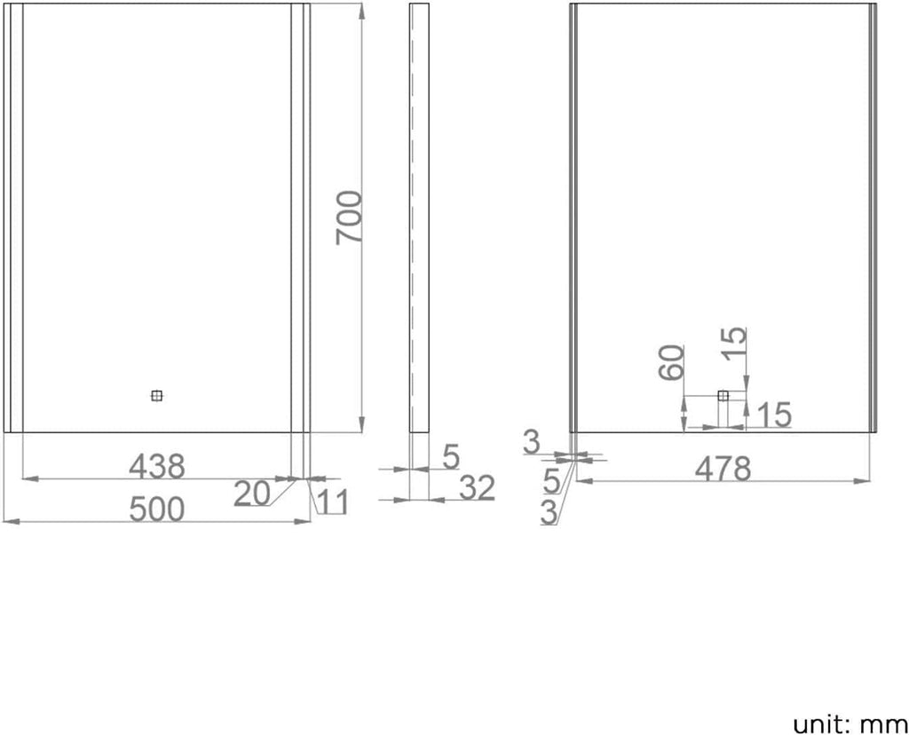 iBathUK Furniture > Mirrors iBathUK Mirror Illuminated LED Light Touch Sensor Wall Mounted 700 x 500mm