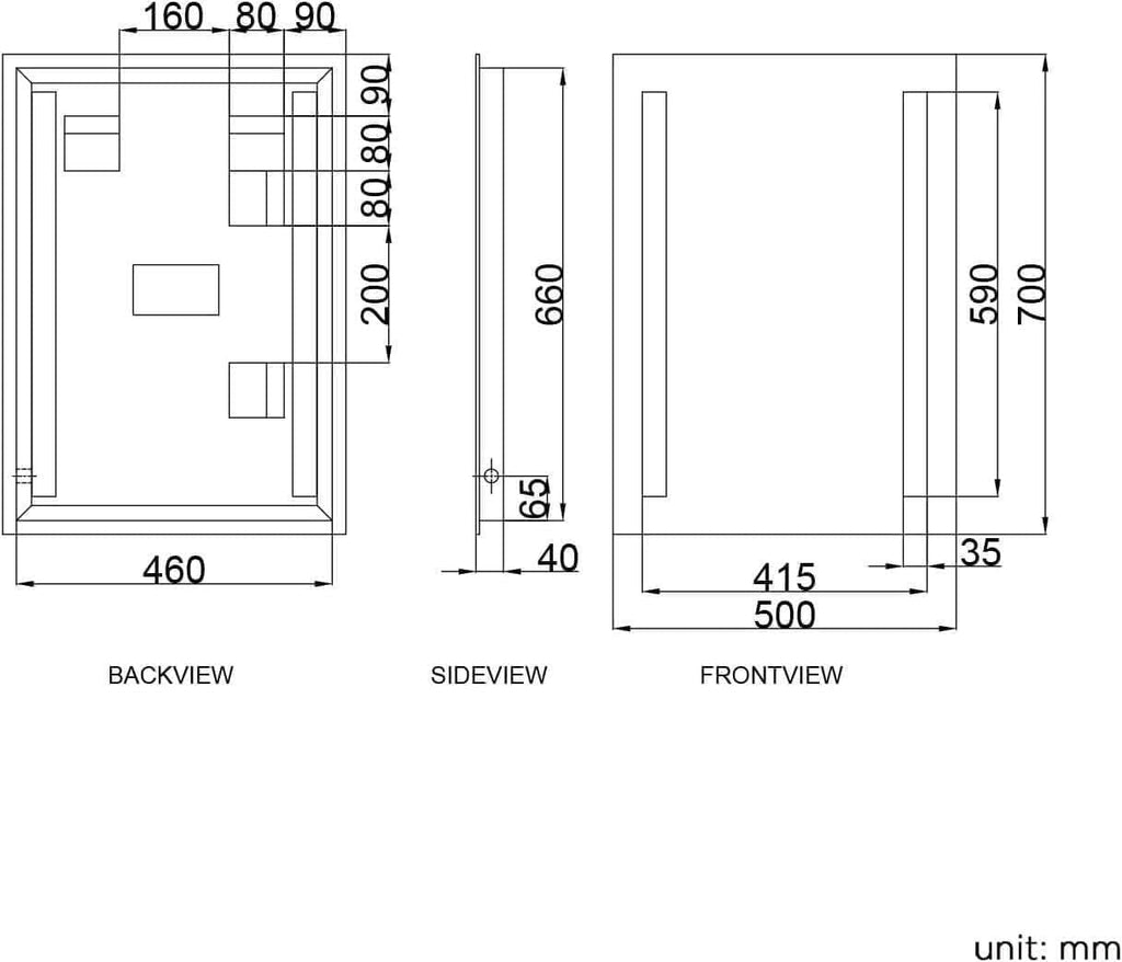 iBathUK Furniture > Mirrors iBathUK Mirror LED Light Battery Illuminated Mirror 500 x 700mm