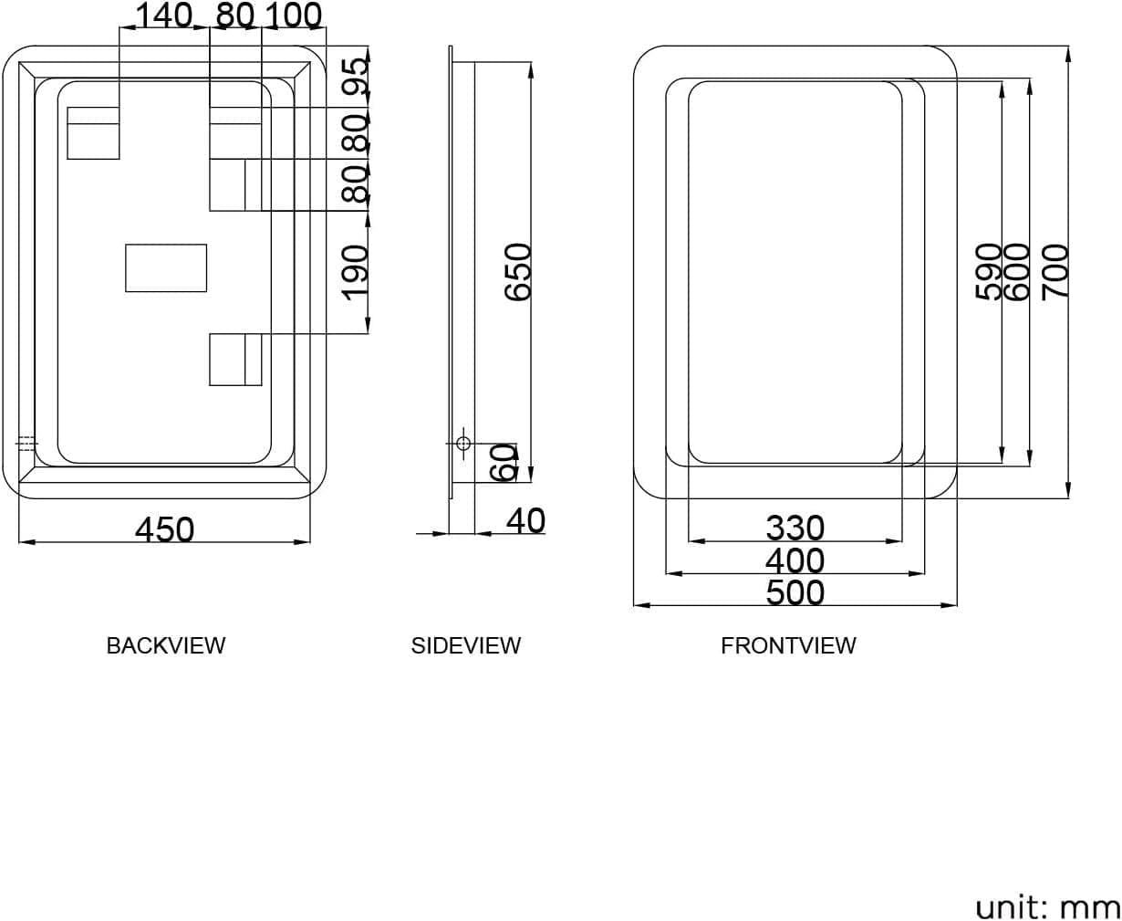 iBathUK Furniture > Mirrors iBathUK Mirror LED Light Battery Illuminated Wall Mounted Mirror 500 x 700mm