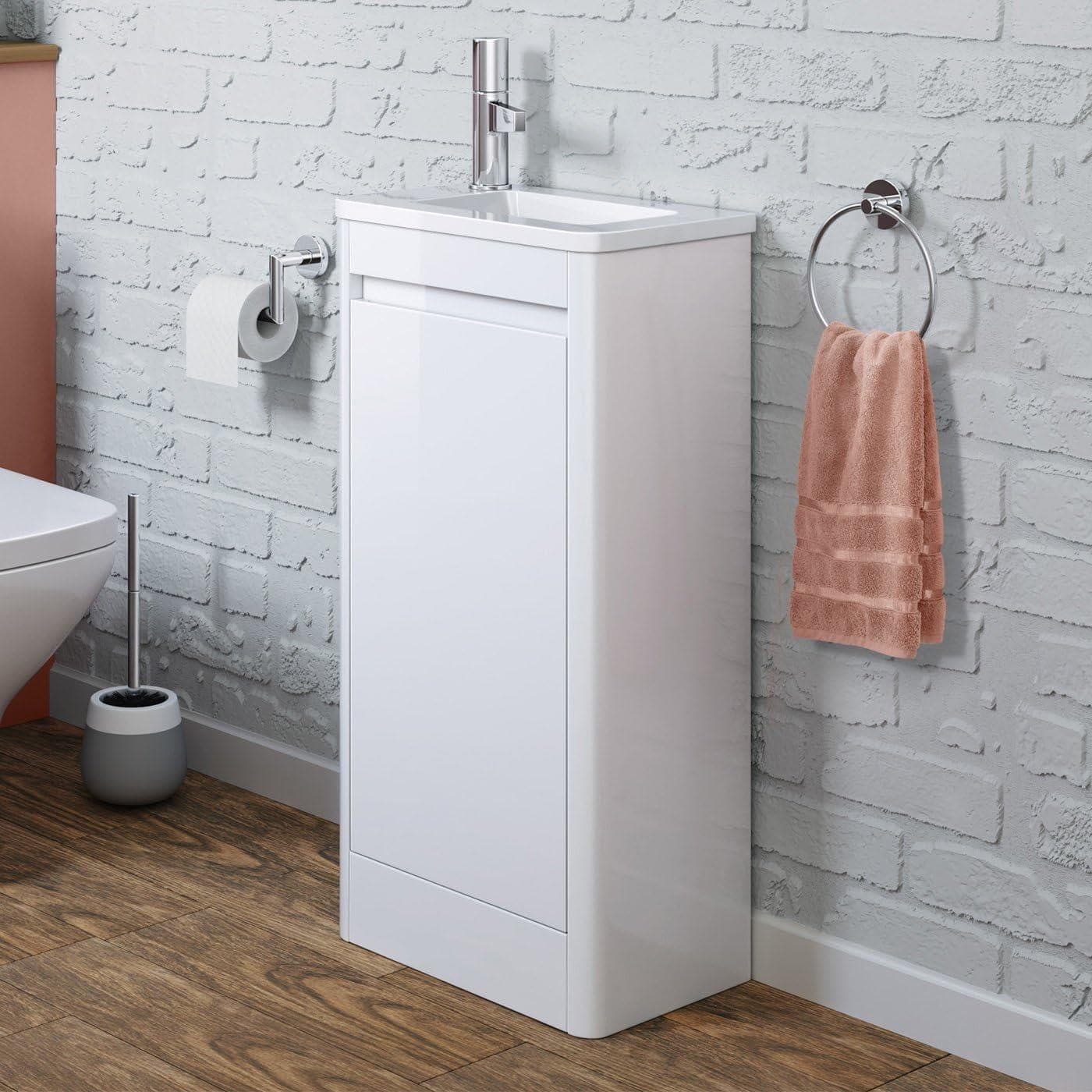 iBathUK Furniture > Vanity Units White LH iBathUK Vanity Unit Basin Sink Floor Standing Cloakroom RH LH Storage Unit Grey White