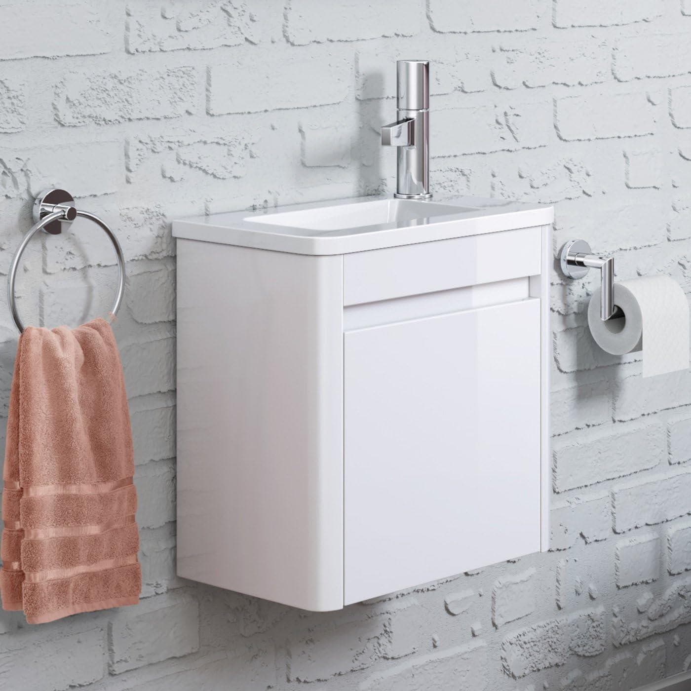 iBathUK Furniture > Vanity Units White RH iBathUK Vanity Unit Basin Sink Wall Hung Cloakroom RH LH Storage Unit Grey White