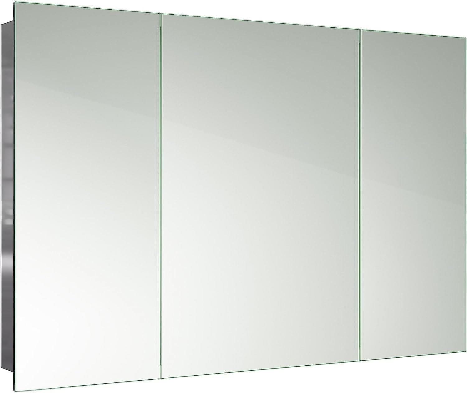 iBathUK Furniture > Mirrors Mirror Cabinet 3 Doors Storage Unit Stainless Steel 600 x 900mm
